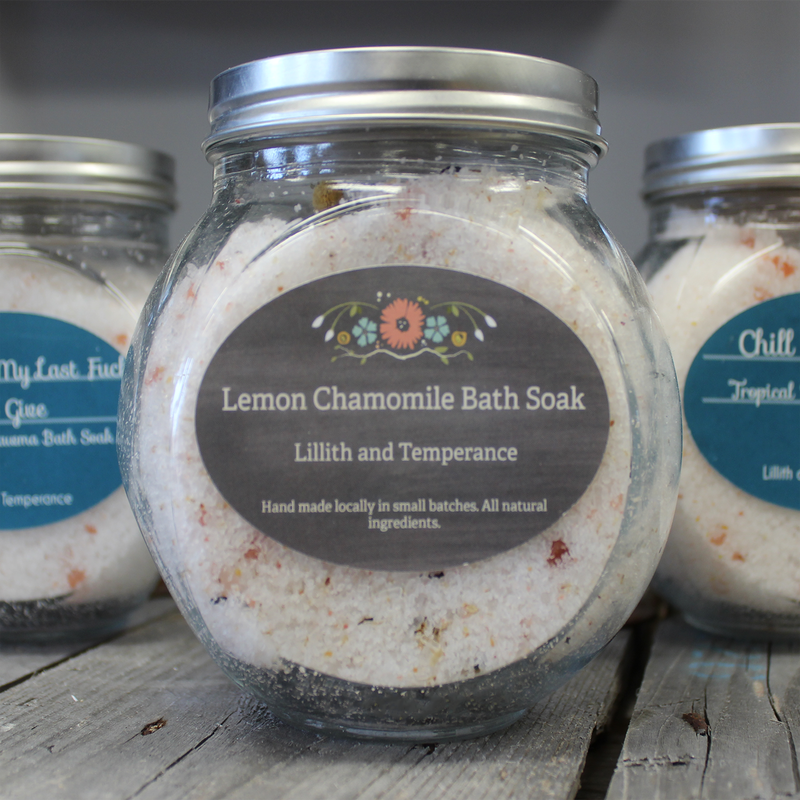 lemon chamomile bath soak - relaxing bath soaks - quench boutique woodstock ontario