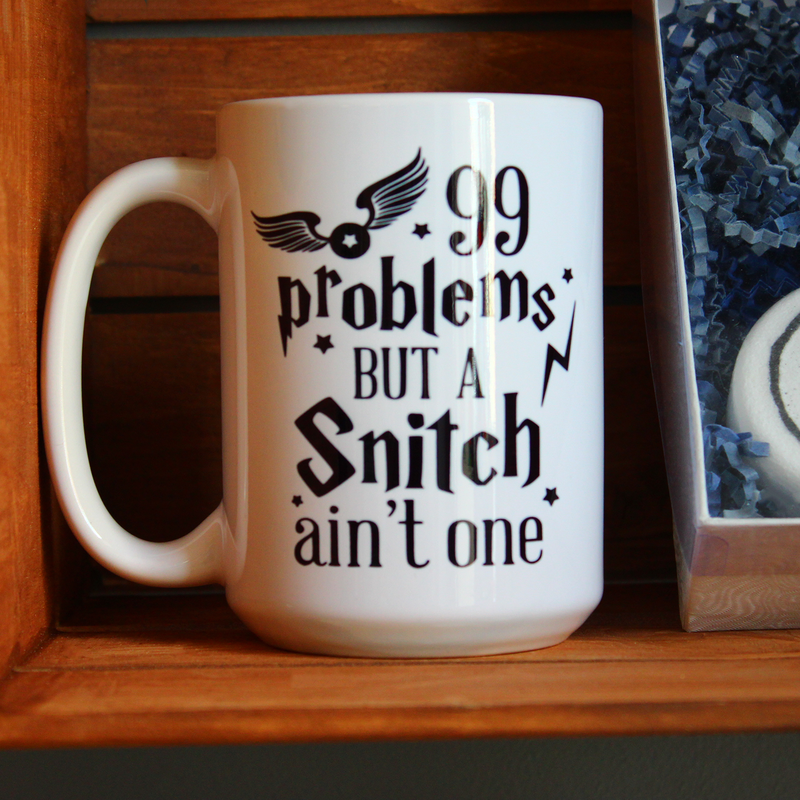 harry potter mug - harry potter - 99 problems but a snitch ain't one mug - harry potter-themed mug by creatively special